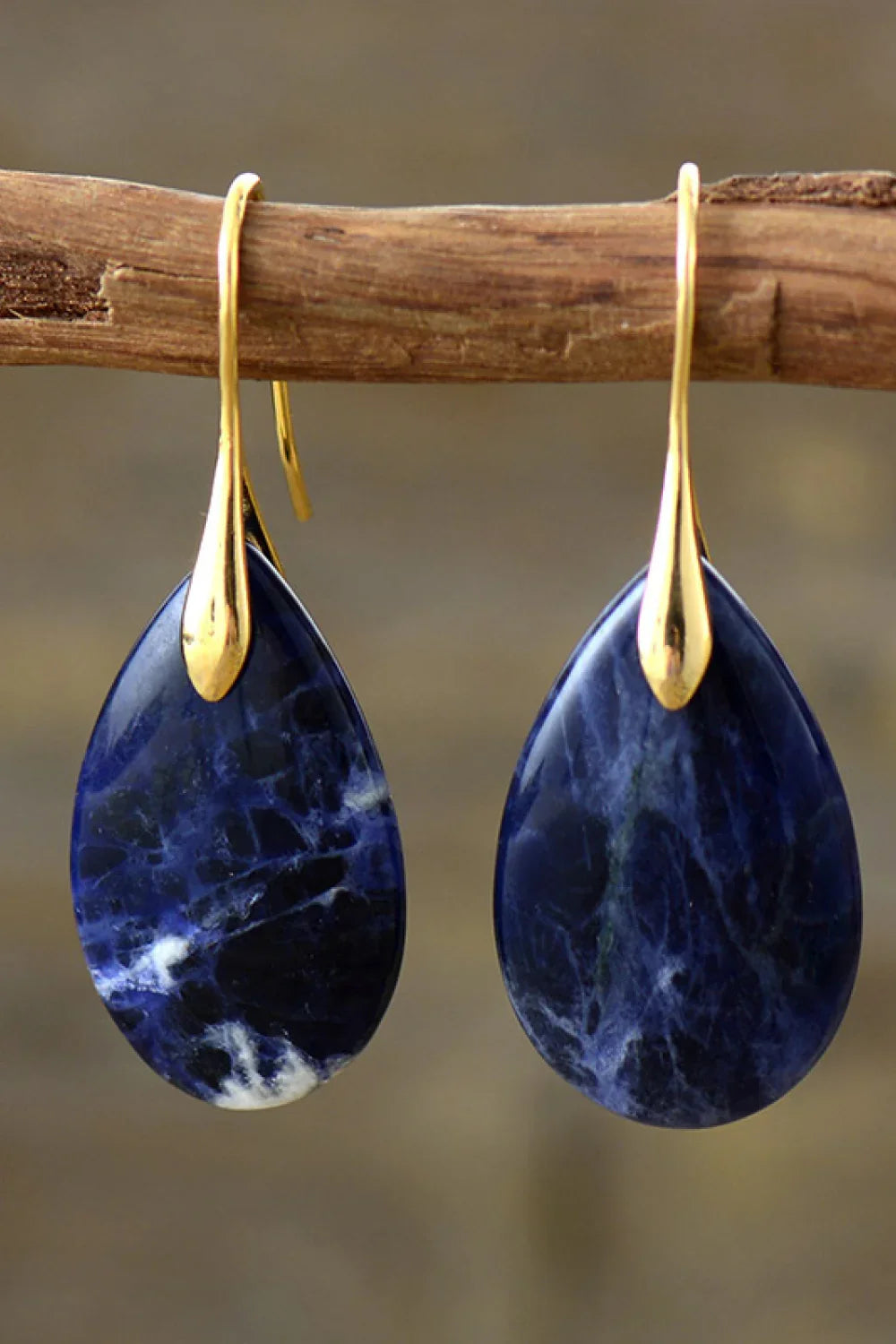 Natural Stone Teardrop Earrings With 14K Gold Plating - Southern Shores Clothing
