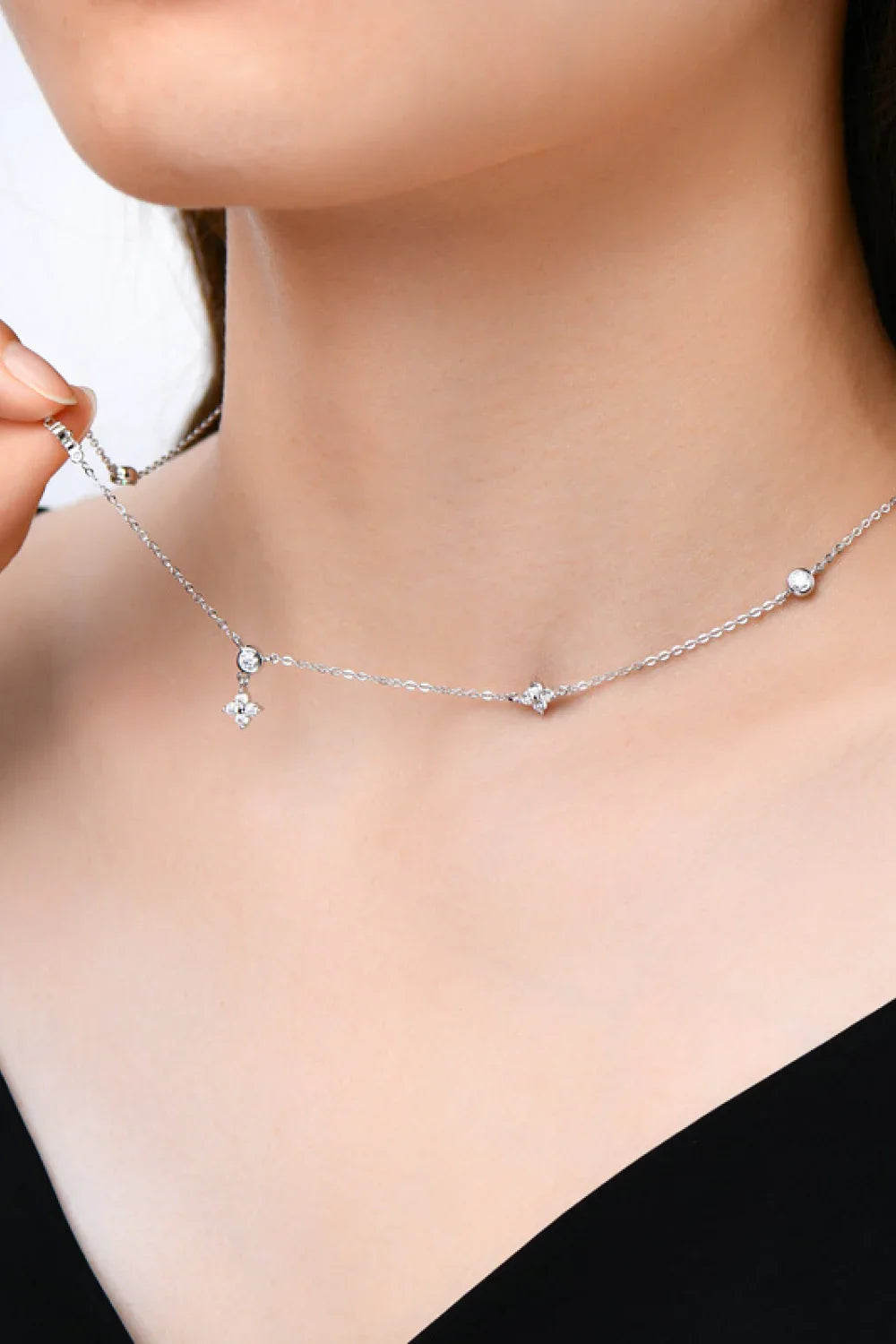 0.9-Carat Moissanite Sterling Silver Necklace 15.7-Inch Chain - Southern Shores Clothing