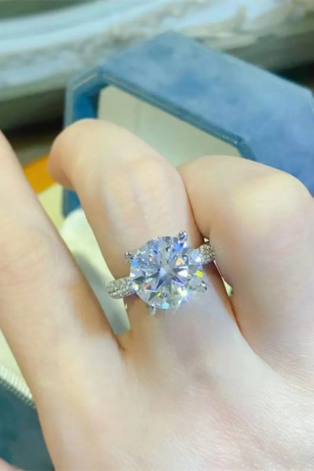 Moissanite Sterling Silver Ring With Crystal Brilliance - Southern Shores Clothing