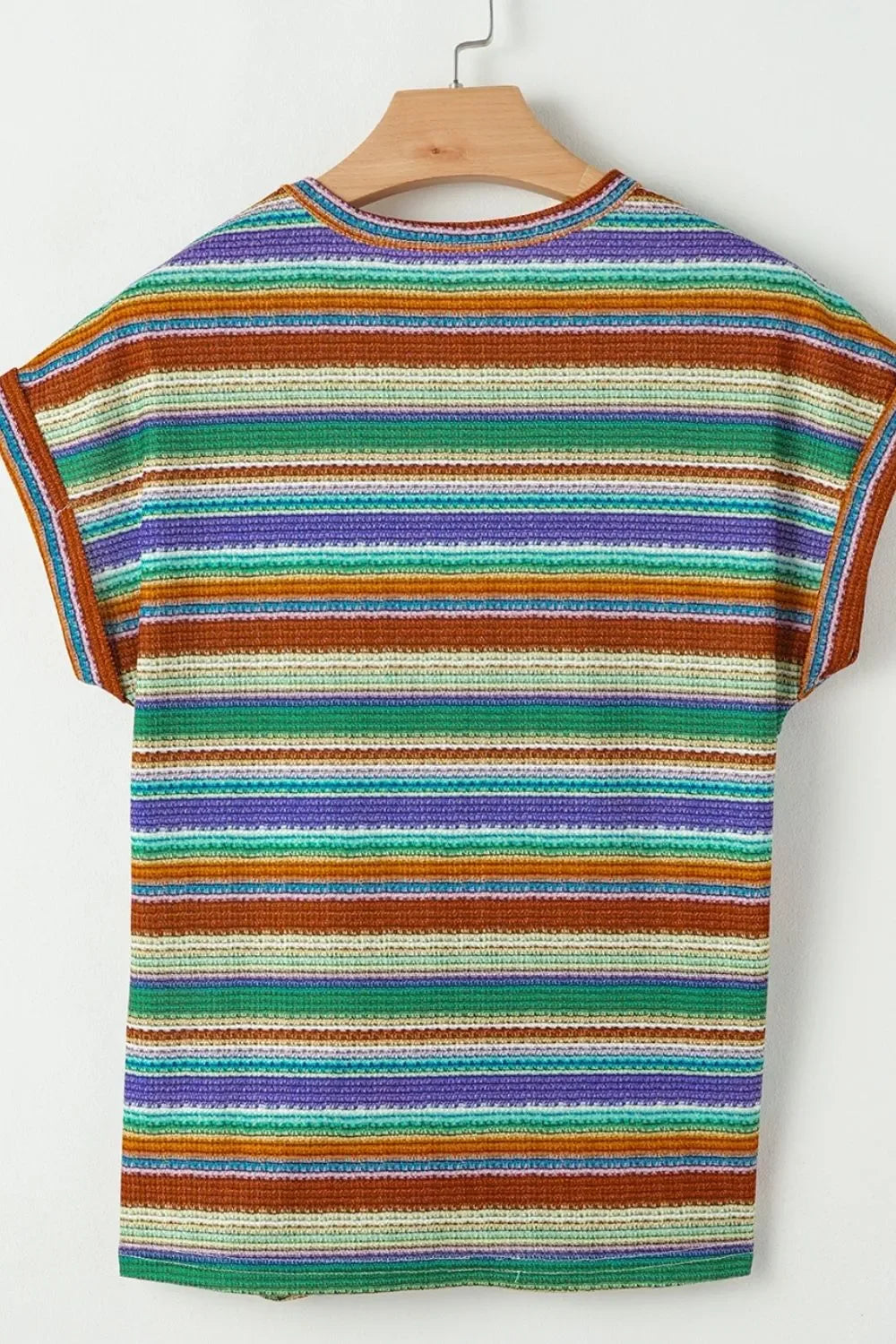 Striped Twist Hem Cap Sleeve Top For Casual Daywear Style - Southern Shores Clothing