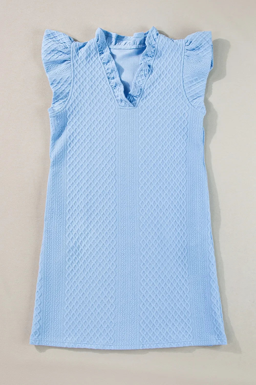Ruffled V-Neck Cap Sleeve Mini Dress - Southern Shores Clothing