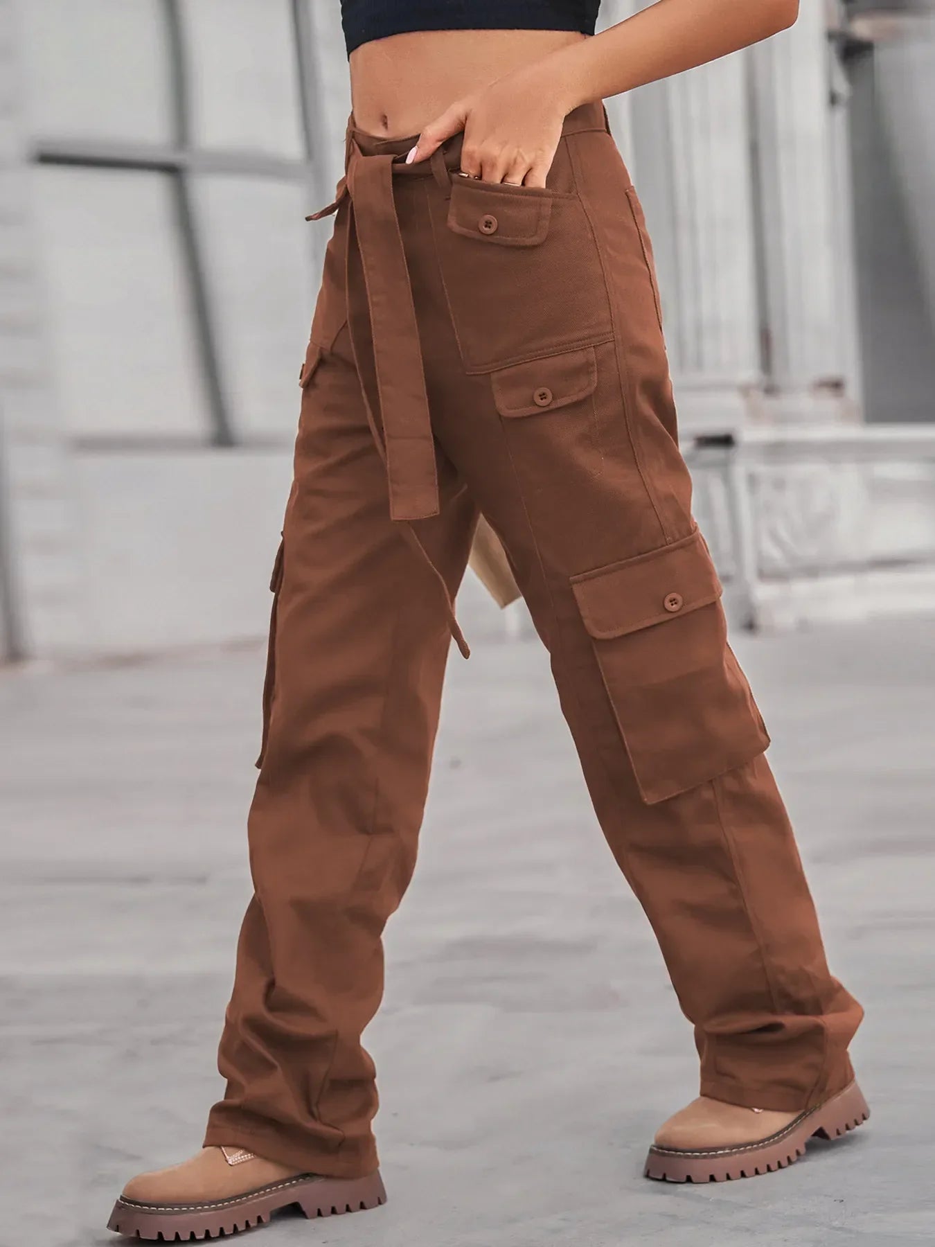Charleston Inspired High-Waisted Multi-Pocket Cargo Jeans - Southern Shores Clothing
