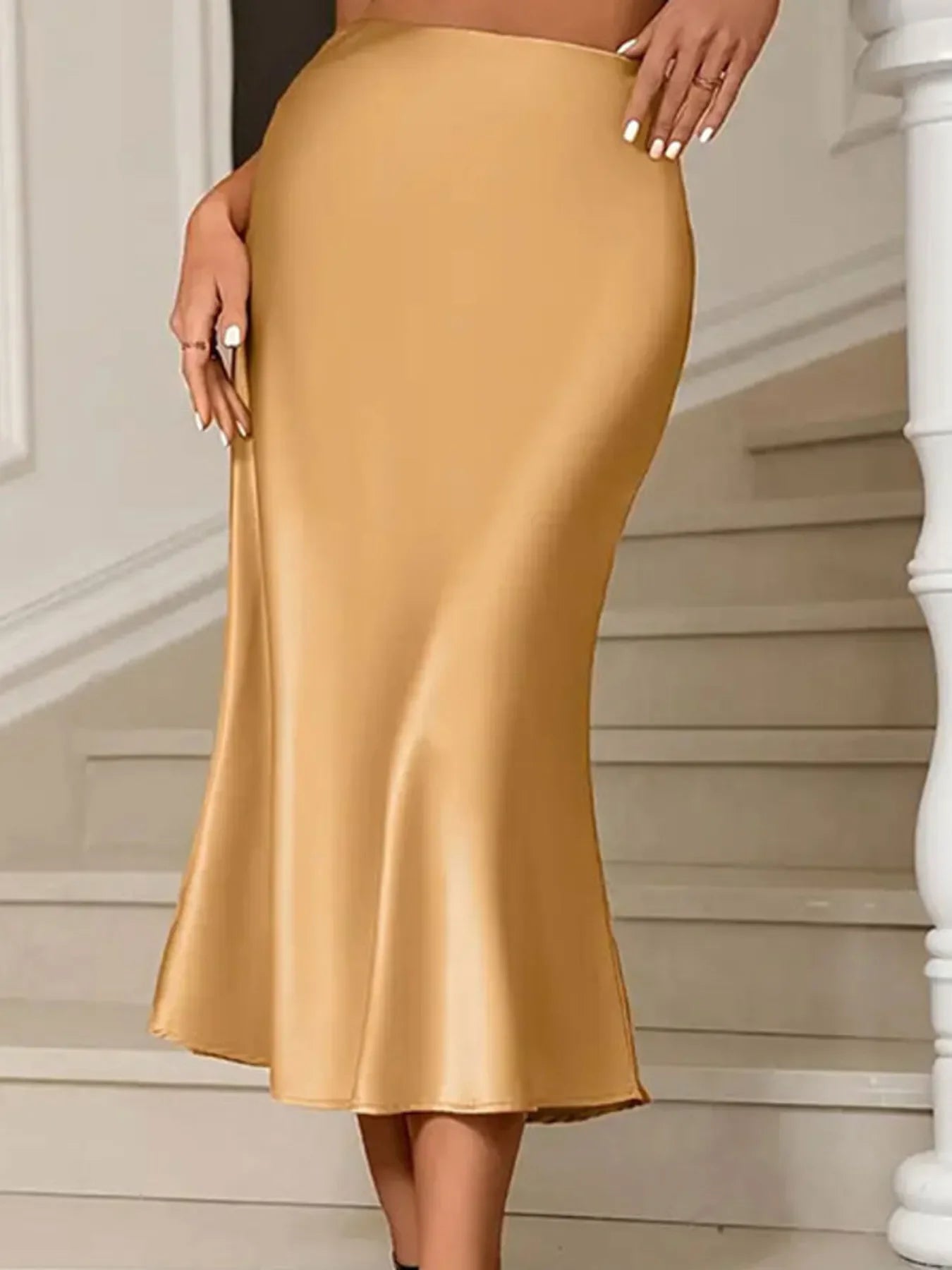 Satin Midi Mermaid Skirt With Classic Silhouette - Southern Shores Clothing