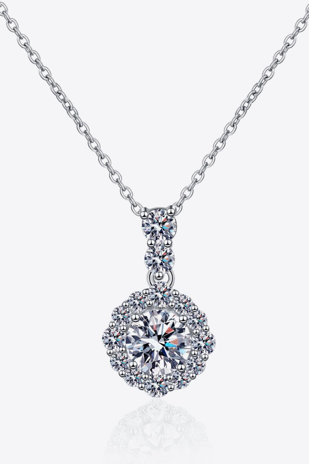 1 Carat Moissanite Sterling Silver Necklace - Southern Shores Clothing