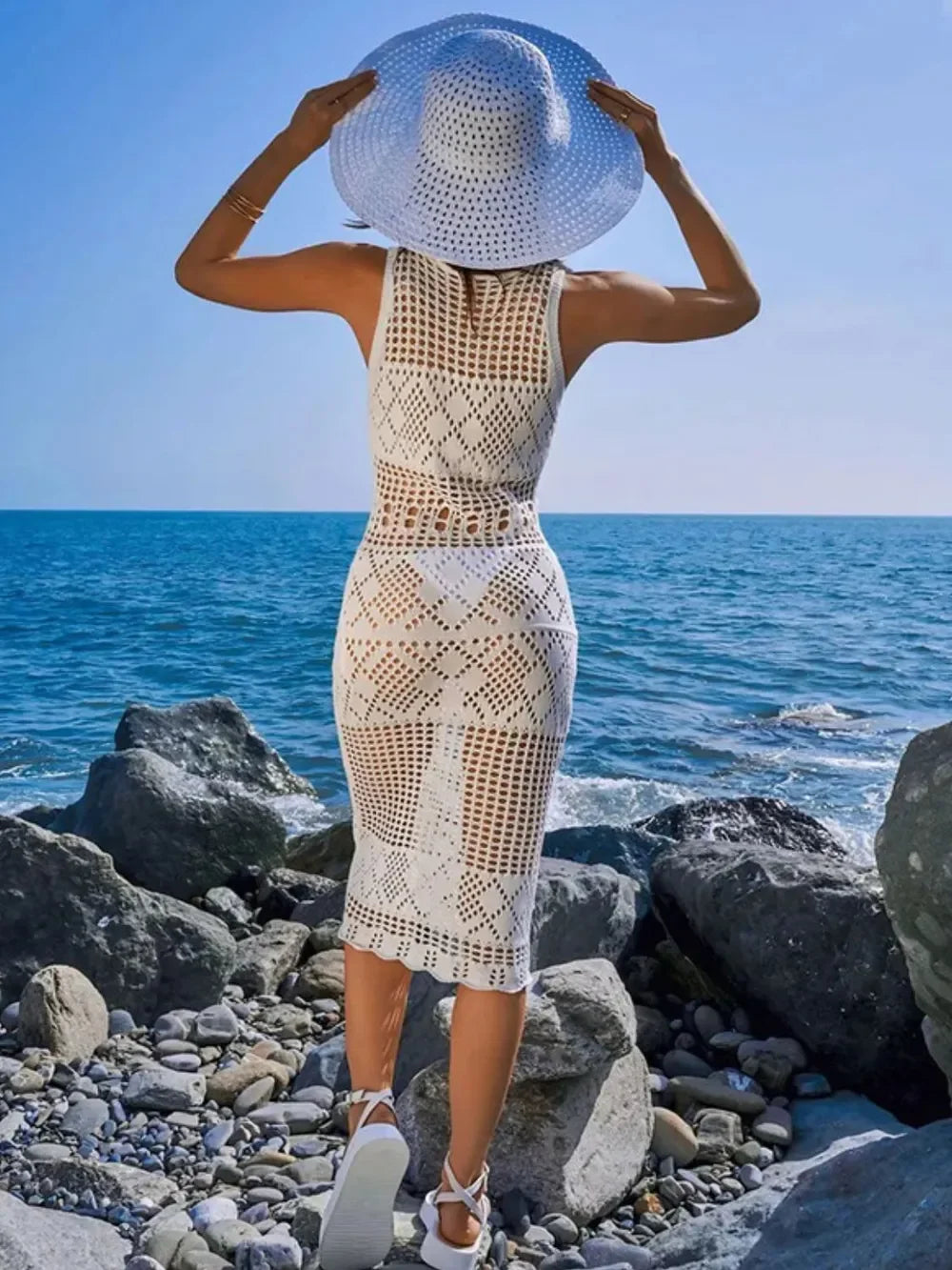 Openwork Sheer Lightweight Cover-Up Dress - Southern Shores Clothing