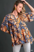 Paisley Boho Tunic Blouse With Relaxed Fit And Flowing Hem - Southern Shores Clothing