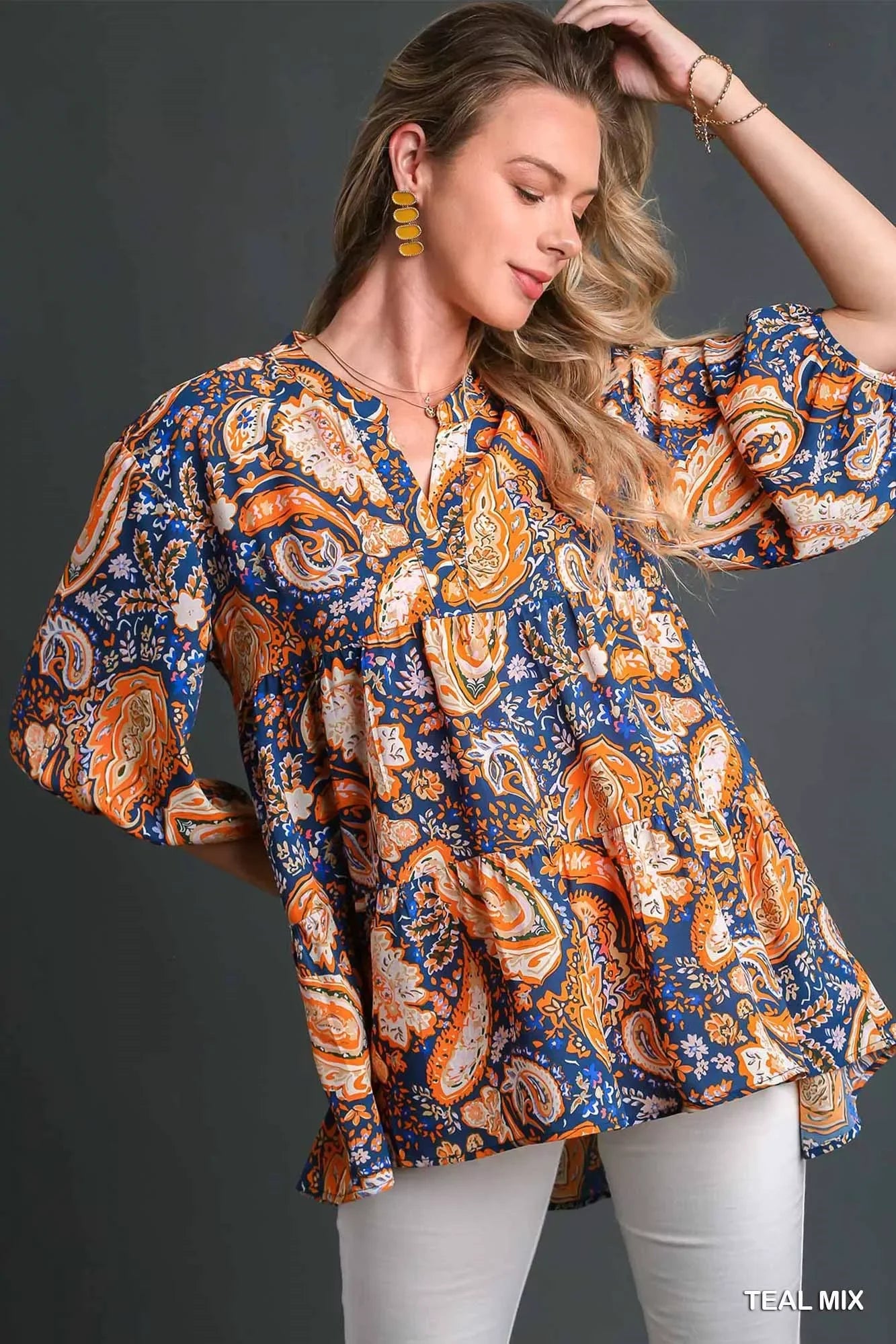 Paisley Boho Tunic Blouse With Relaxed Fit And Flowing Hem - Southern Shores Clothing