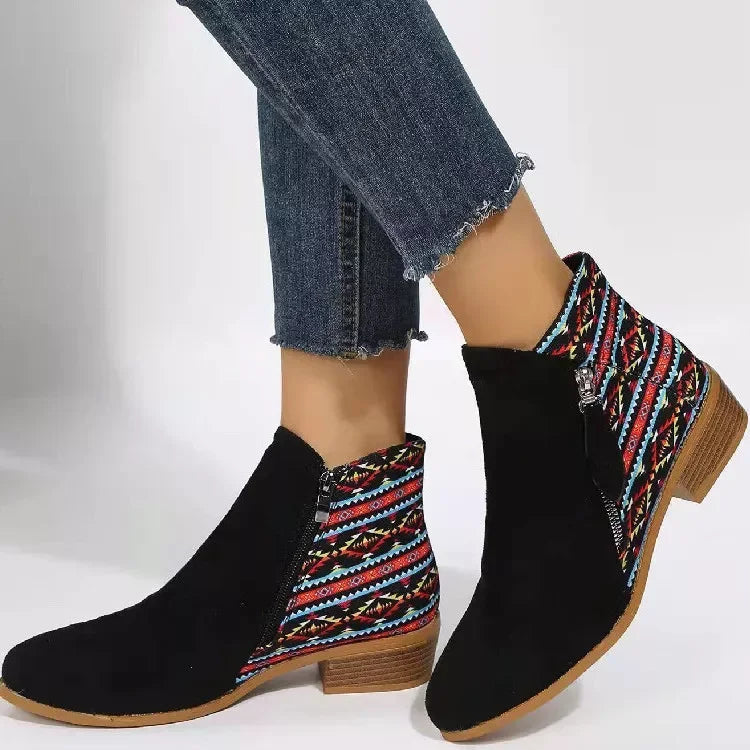 Point Toe Block Heel Boots Suede And Rubber - Southern Shores Clothing
