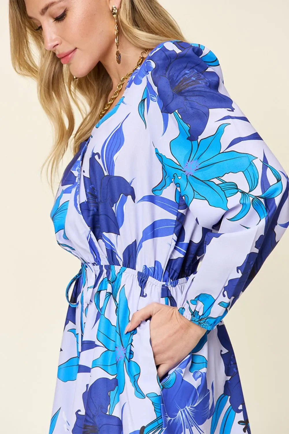 Floral Print Long Sleeve Romper With Pockets - Southern Shores Clothing