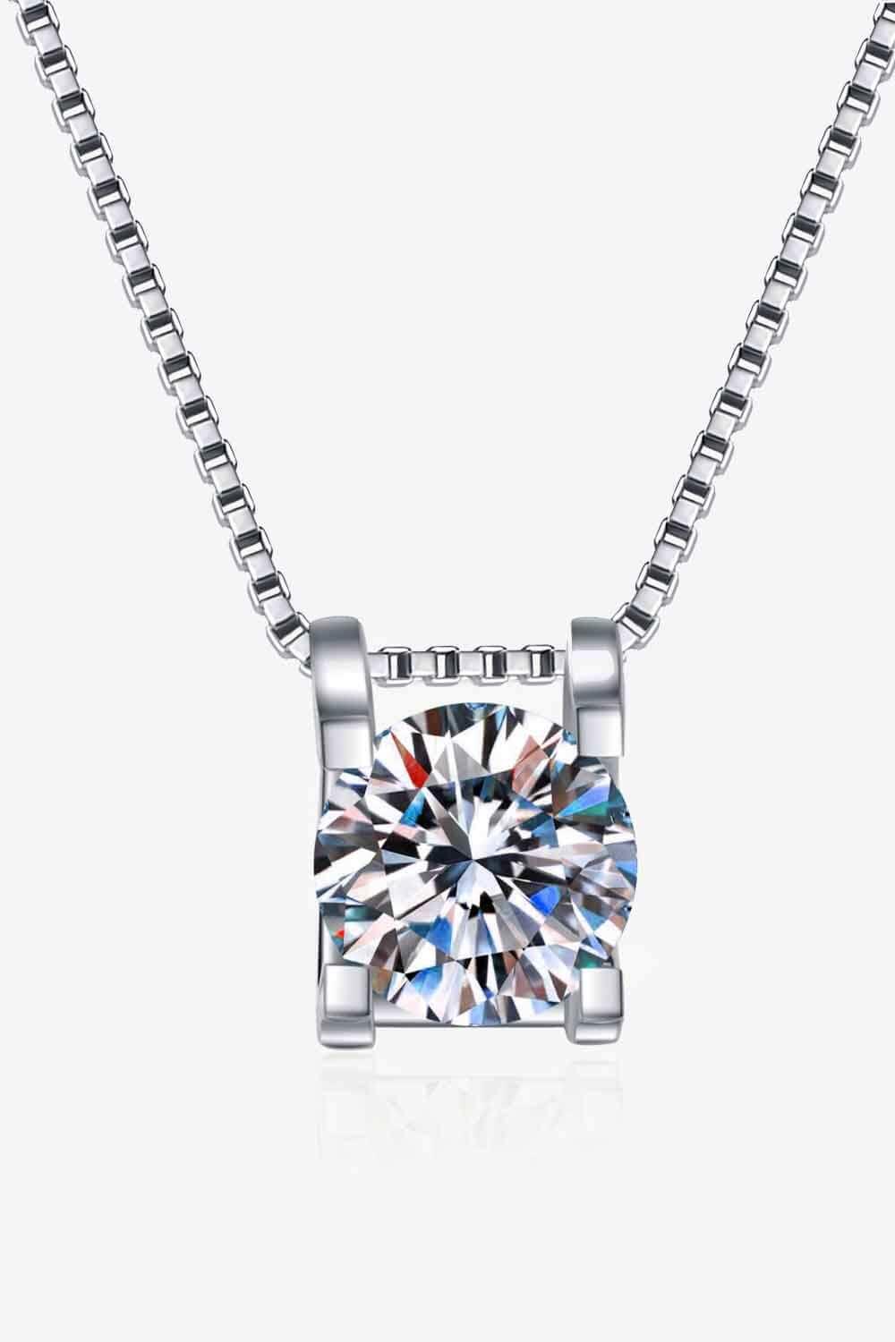 1 Carat Moissanite Sterling Silver Chain Necklace - Southern Shores Clothing