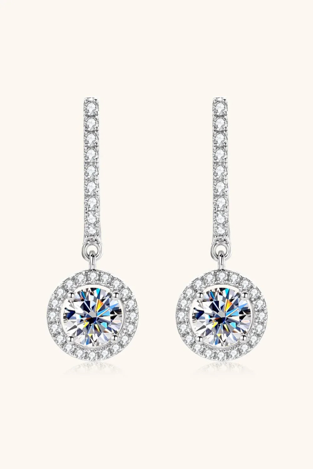 Moissanite Sterling Silver Drop Earrings Faceted Sparkle - Southern Shores Clothing