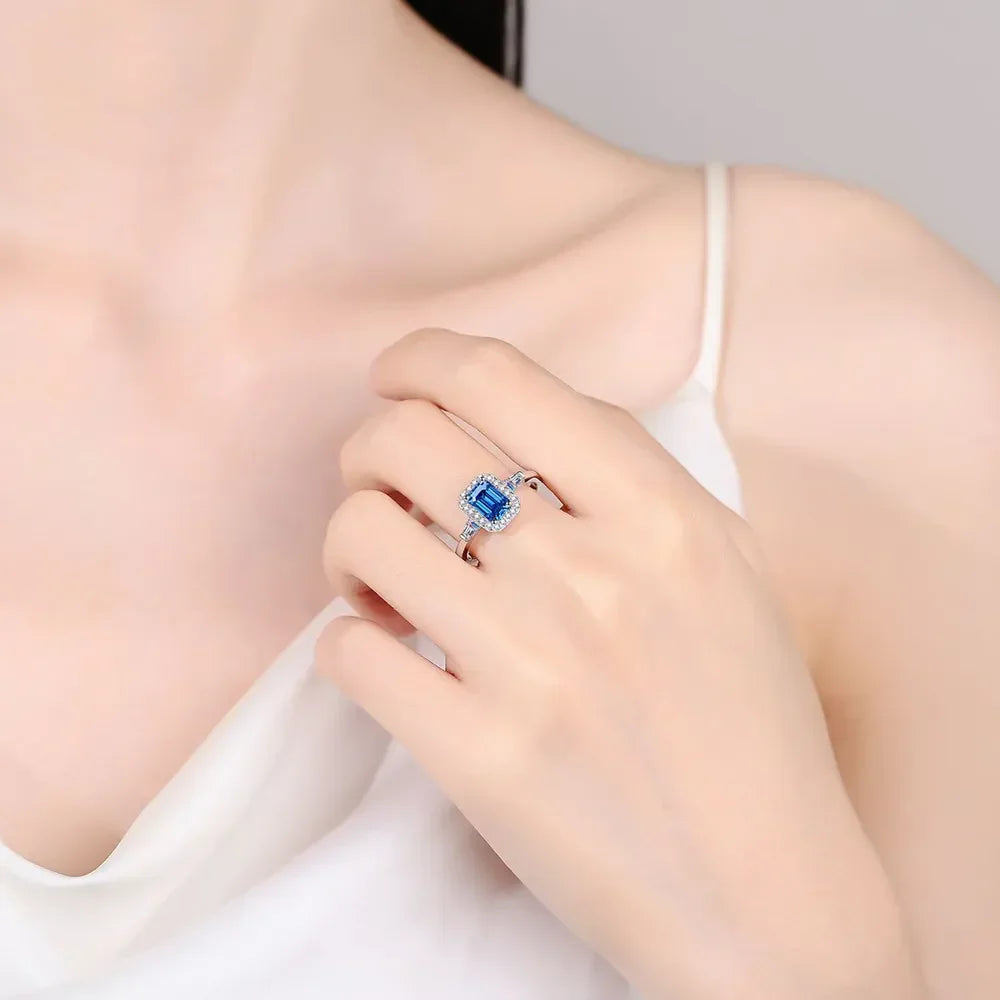 Timeless Solitaire Moissanite Ring In Sterling Silver Halo - Southern Shores Clothing