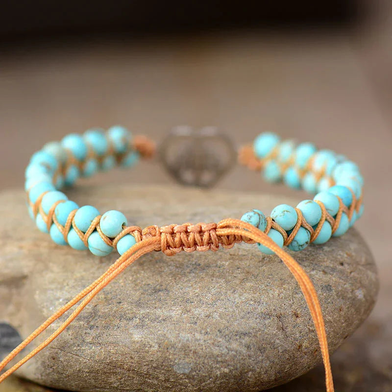 Beaded Stainless Steel Turquoise Adjustable Bracelet - Southern Shores Clothing