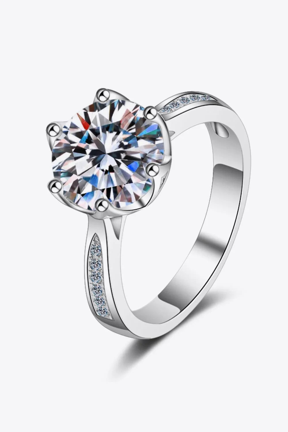 3 Carat Moissanite Ring Rhodium-Plated Sterling Silver
