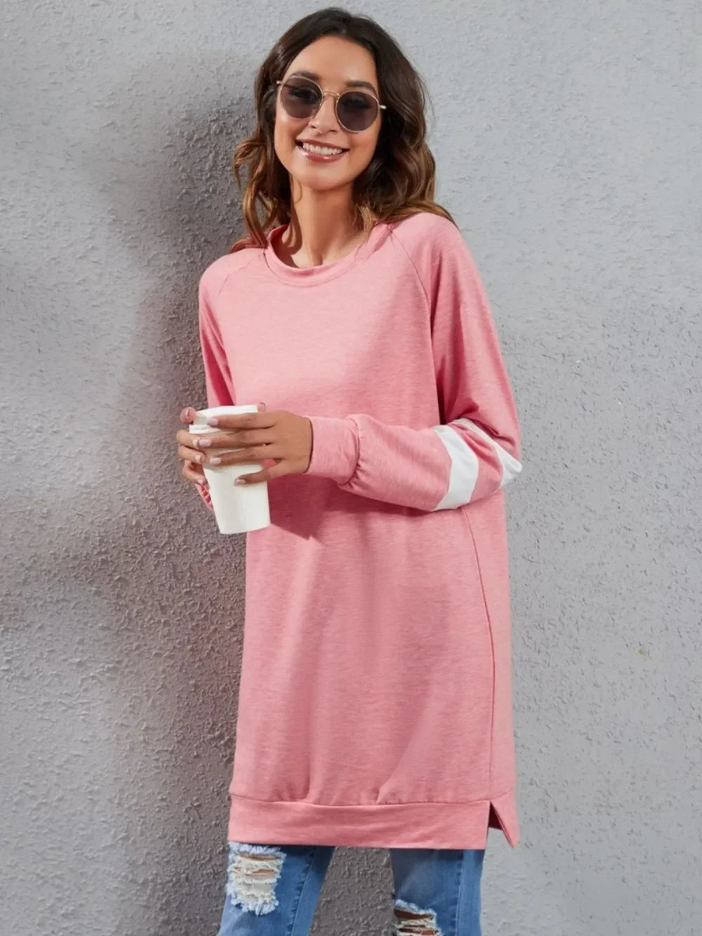 Full Size Striped Round Neck Long Sleeve T-Shirt - Southern Shores Clothing