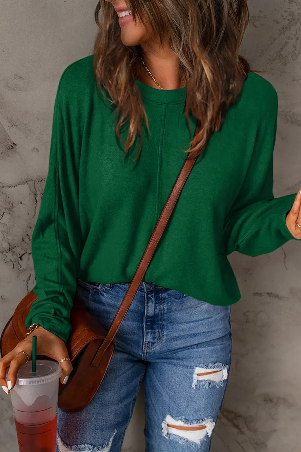 Basic Round Neck Long Sleeve T Shirt Top - Southern Shores Clothing