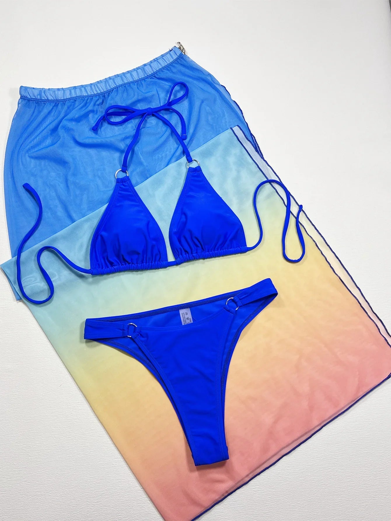Gradient Halter Neck Three-Piece Swim Set - Southern Shores Clothing