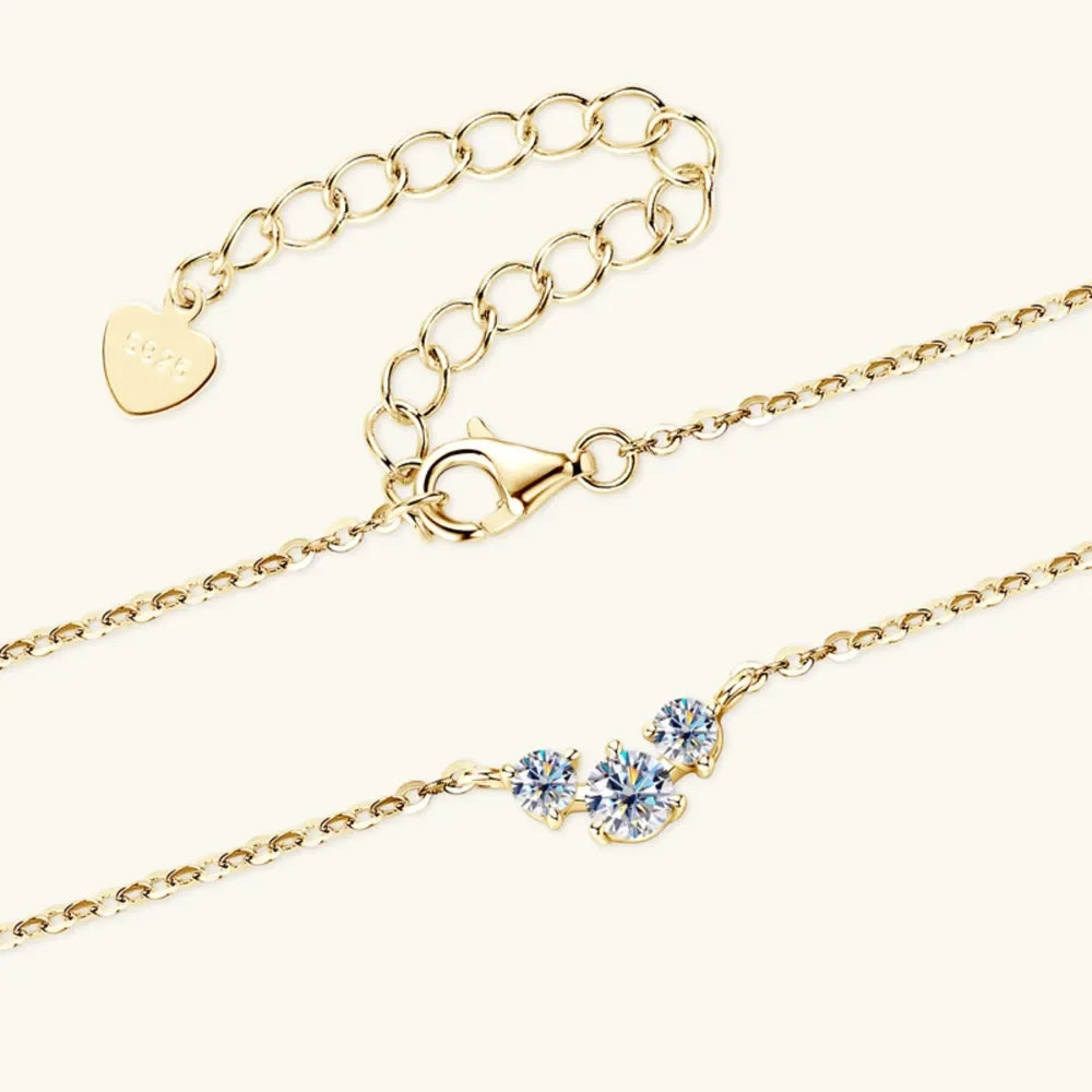 Sterling Silver Inlaid Moissanite Necklace For Everyday Wear - Southern Shores Clothing