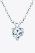 1 Carat Moissanite Sterling Silver Heart Pendant - Southern Shores Clothing