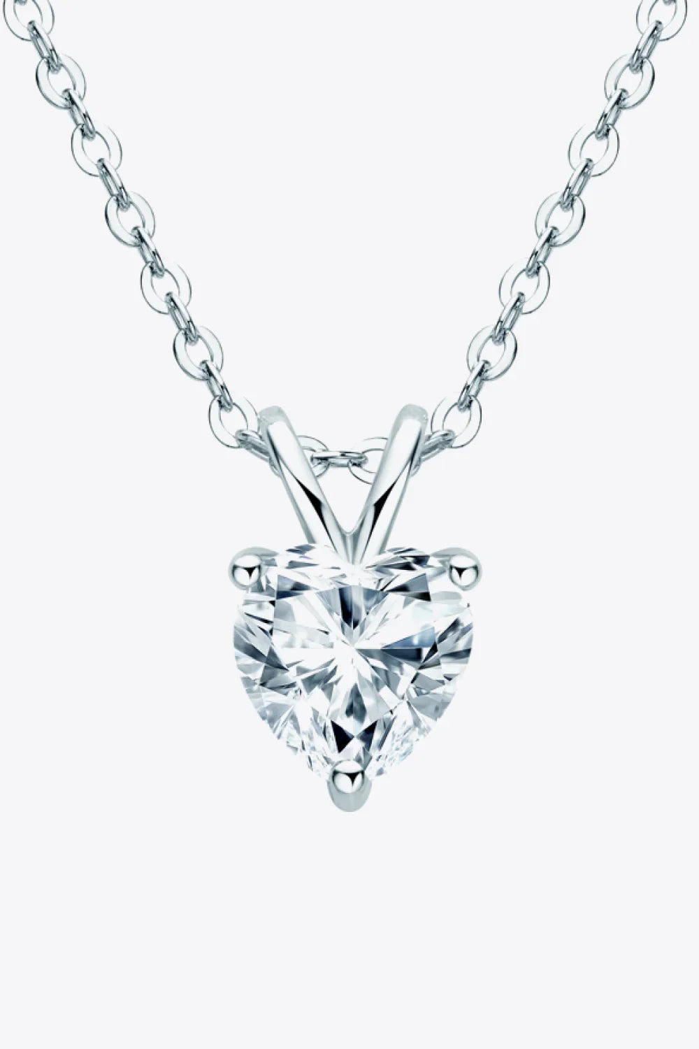 1 Carat Moissanite Sterling Silver Heart Pendant - Southern Shores Clothing