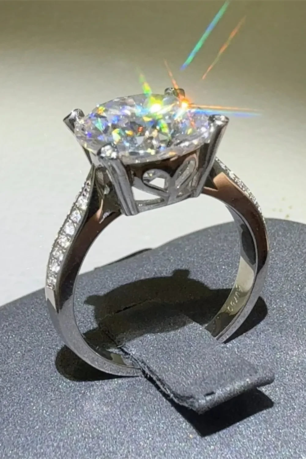 Six Prong Center Moissanite Sterling Silver Ring - Southern Shores Clothing
