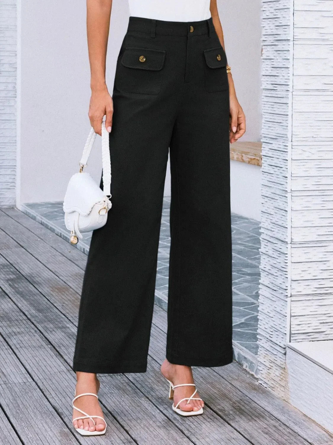 High Waist Wide Leg Relaxed Pants With Comfortable Fit - Southern Shores Clothing
