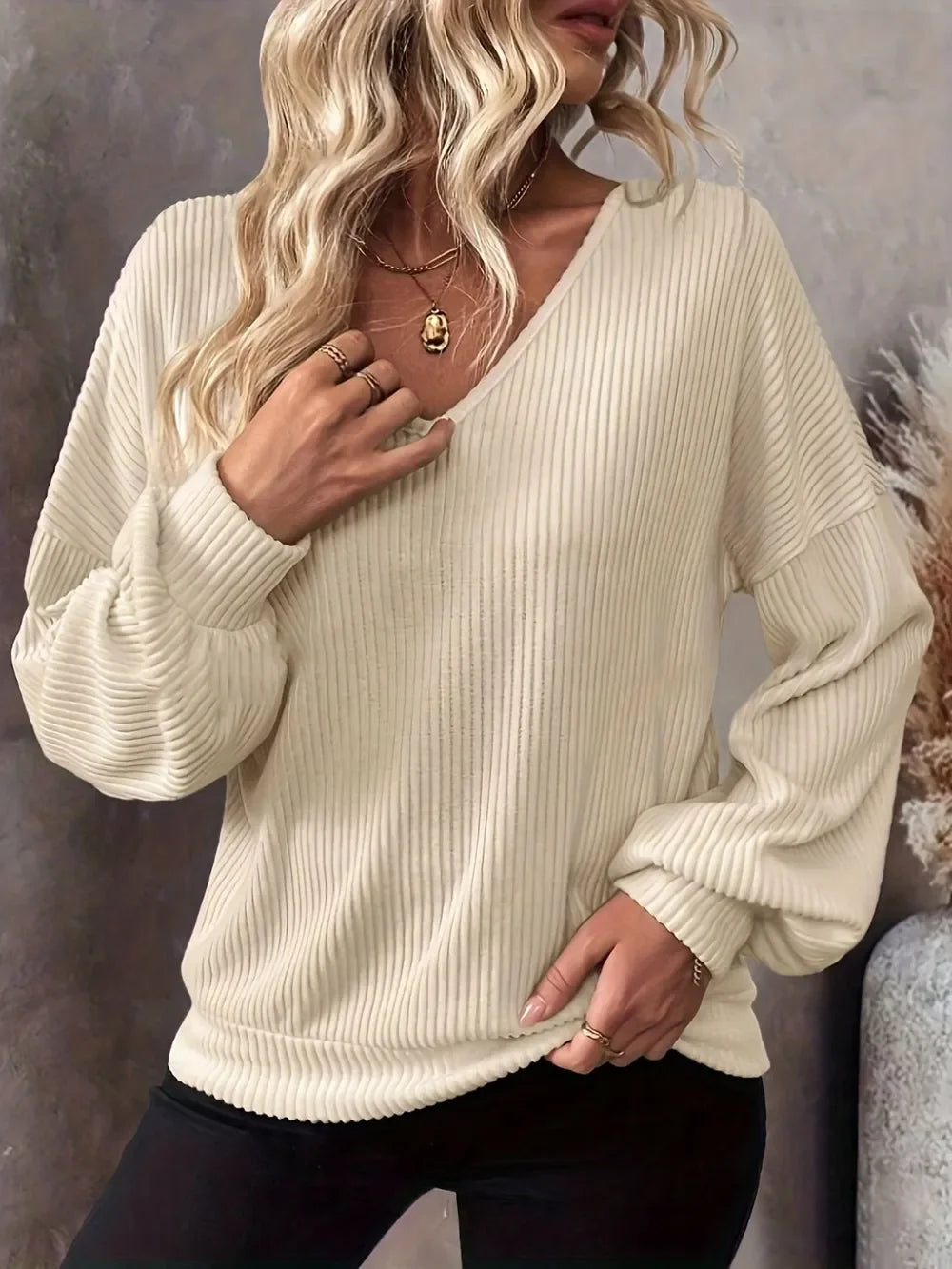 V Neck Bow Back T Shirt With Drop Shoulder Relaxed Fit - Southern Shores Clothing