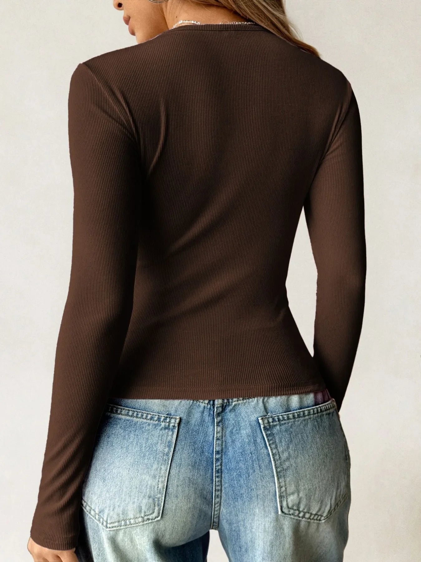 Ribbed Knit Long Sleeve T-Shirt - Southern Shores Clothing