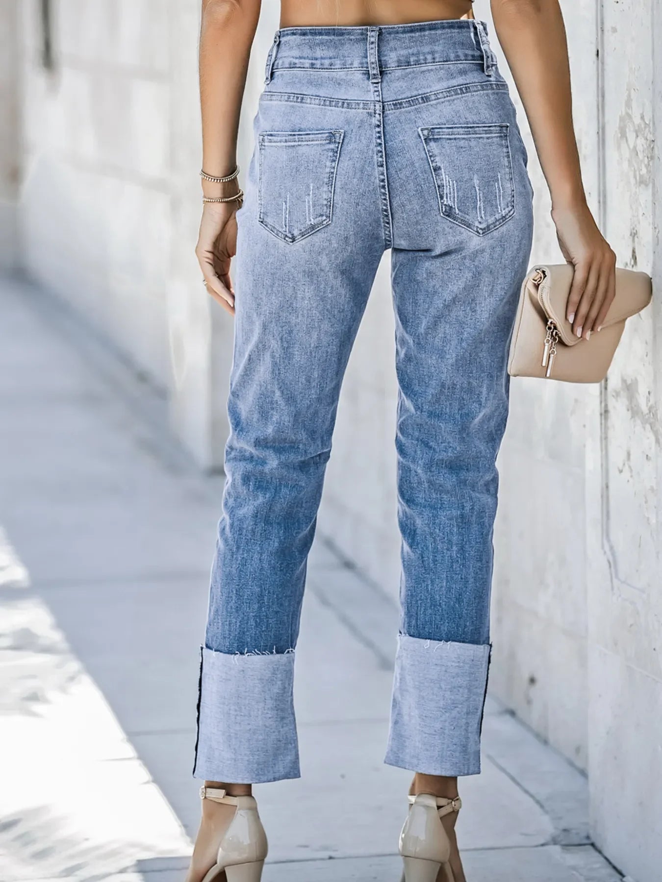 Coastal Inspired High Waist Distressed Straight Leg Jeans - Southern Shores Clothing