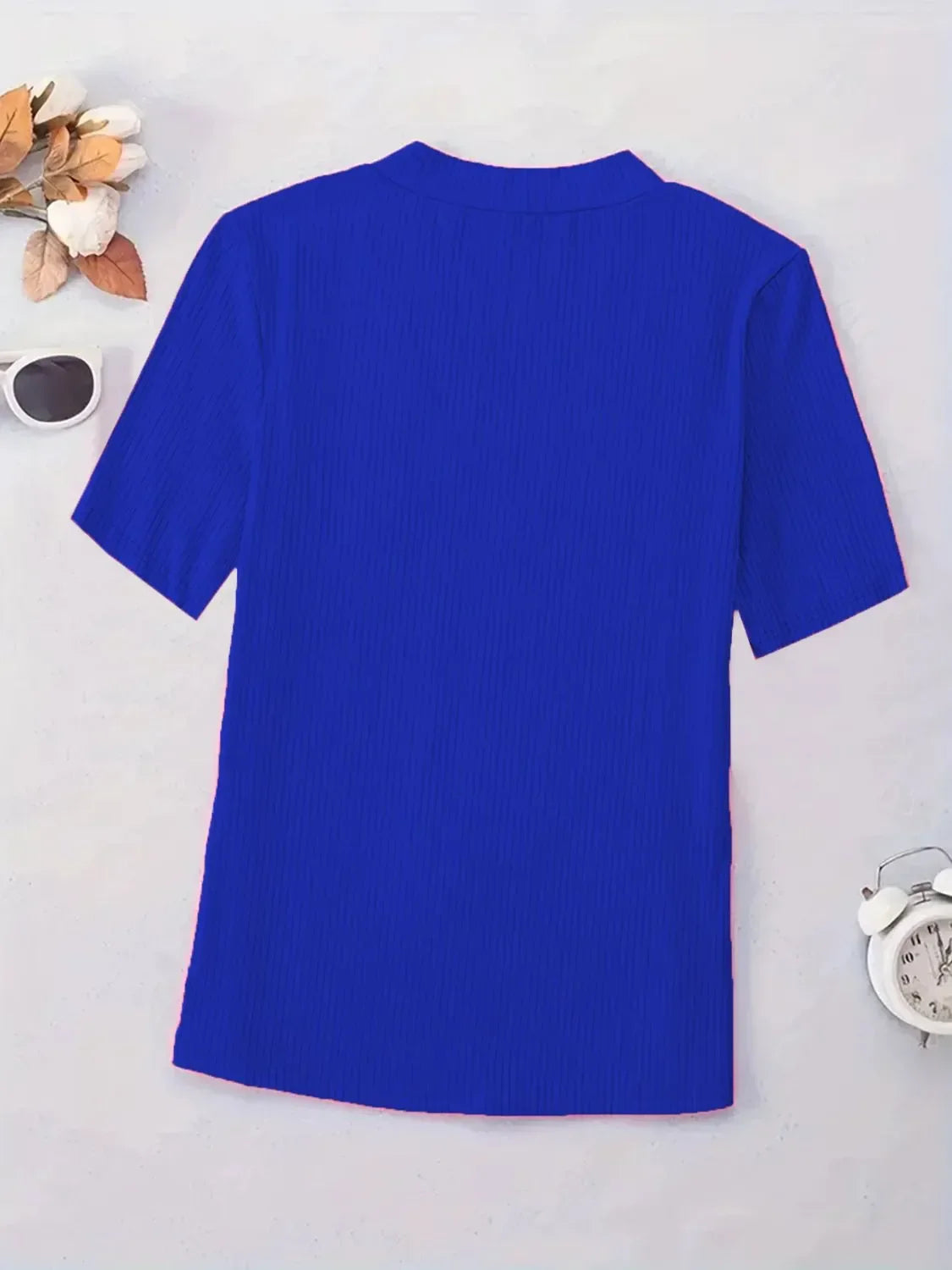 Full Size Solid V-Neck Short Sleeve T-Shirt Plus Size - Southern Shores Clothing