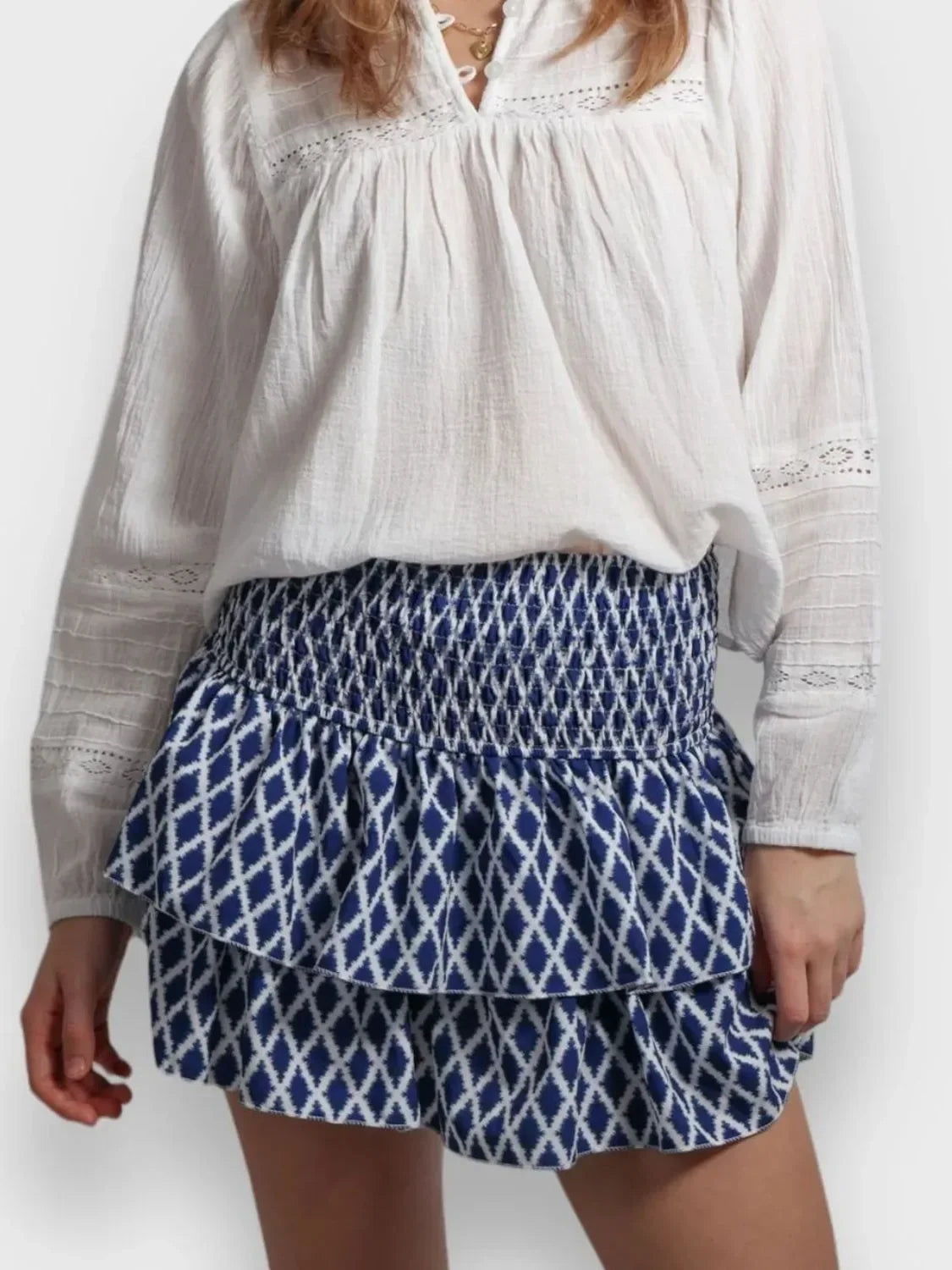Smocked Wideband Waist Layered Mini Skirt - Southern Shores Clothing