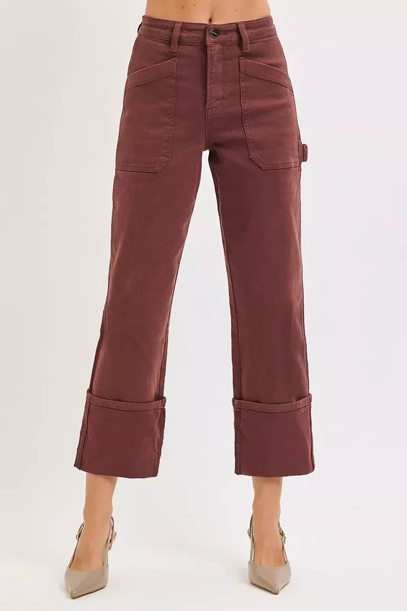 High Rise Patch Jeans Plus Size With Wide Straight Cuffed - Southern Shores Clothing
