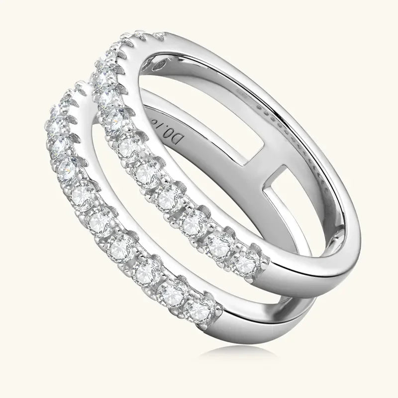Moissanite Double Layered Ring in Sterling Silver - Southern Shores Clothing