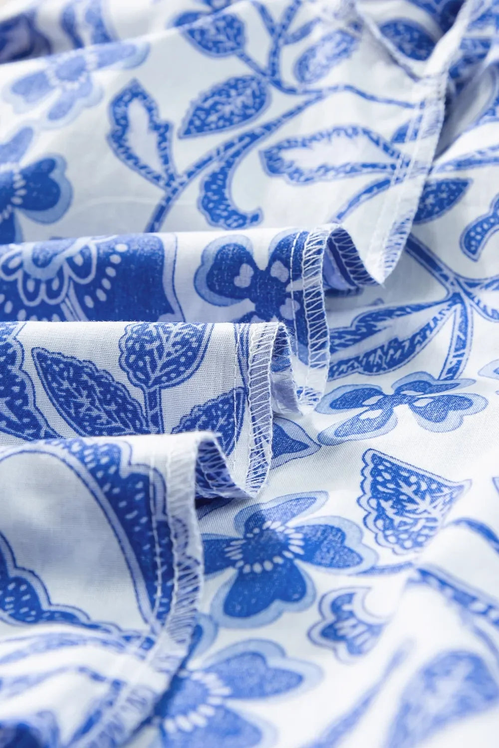 Printed Notched Half Sleeve Cotton Blouse - Southern Shores Clothing
