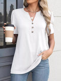 Notched Short Sleeve Blouse Plus Size - Southern Shores Clothing