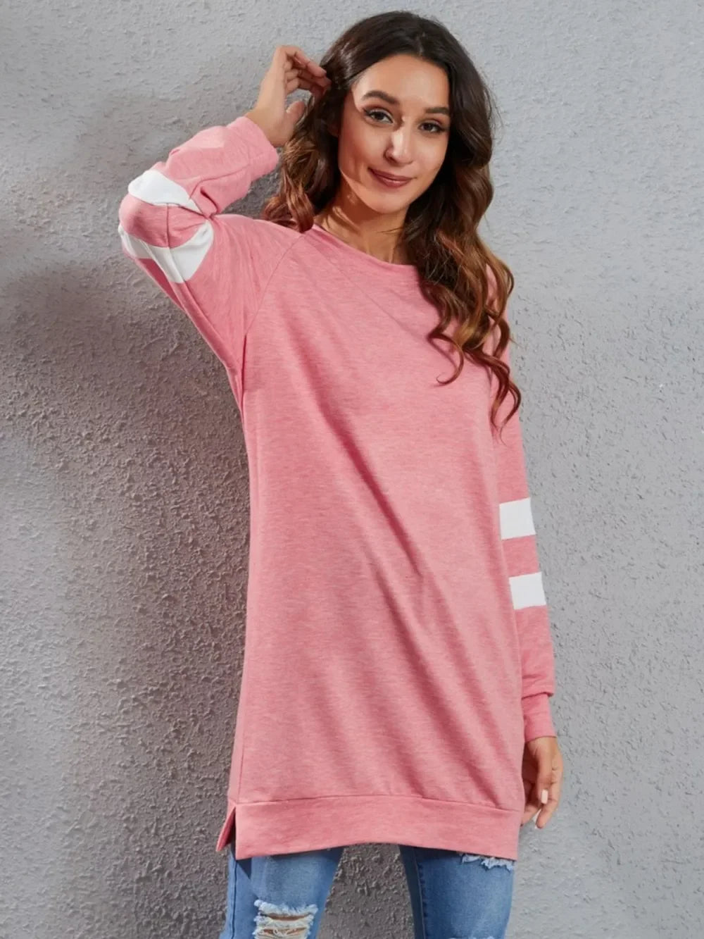 Full Size Striped Round Neck Long Sleeve T-Shirt - Southern Shores Clothing