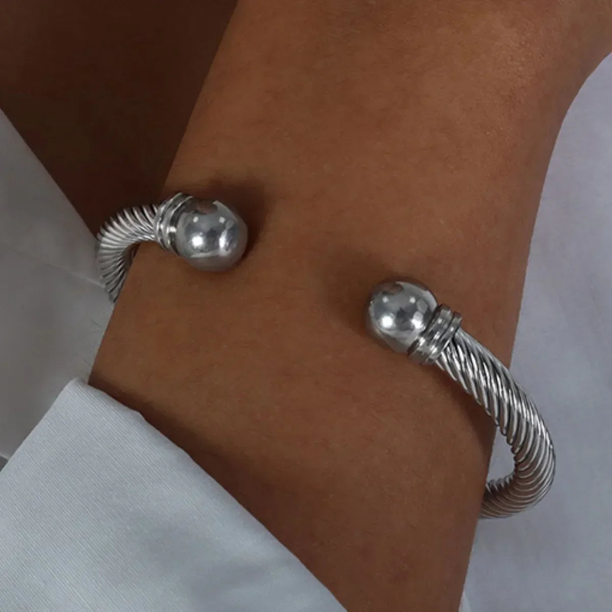 18K Gold Plated Stainless Steel Cable Cuff Bracelet - Southern Shores Clothing