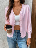 Ribbed Edge Button-Up Knit Cardigan With Stretch - Southern Shores Clothing