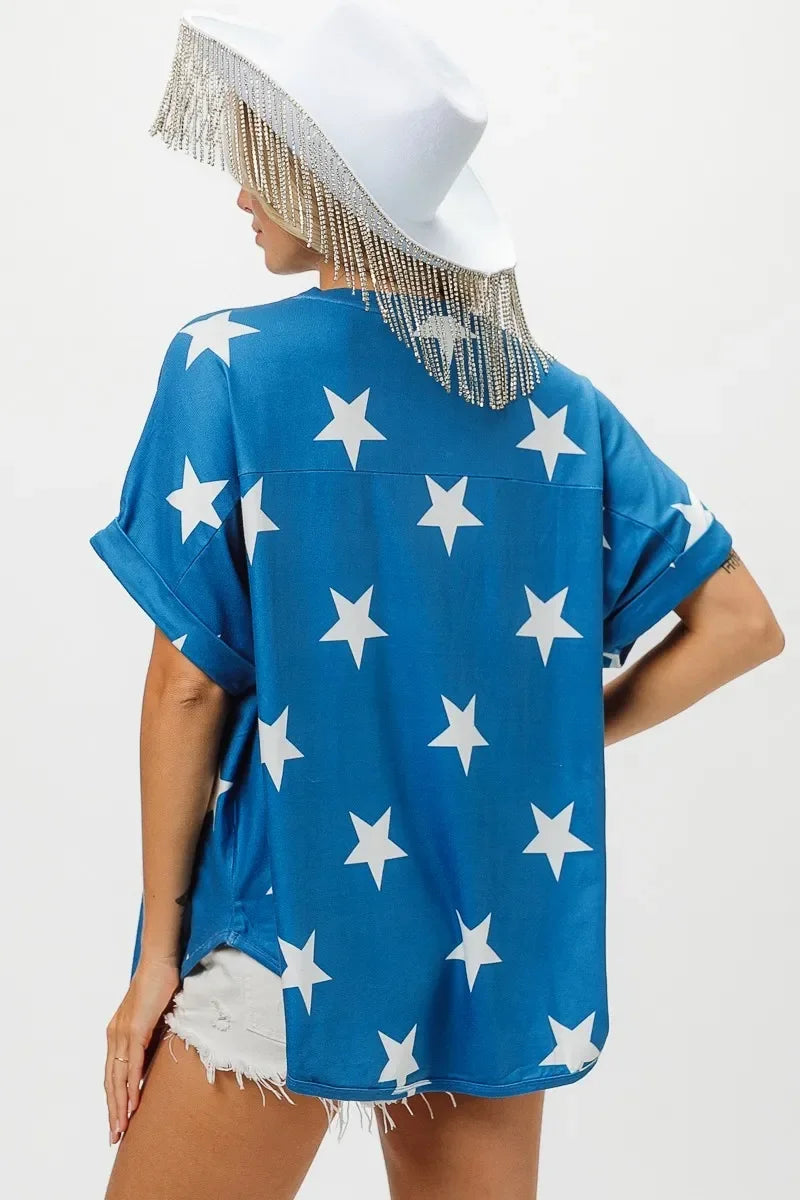 Fourth Of July Star Knit T Shirt Patriotic Celebration - Southern Shores Clothing