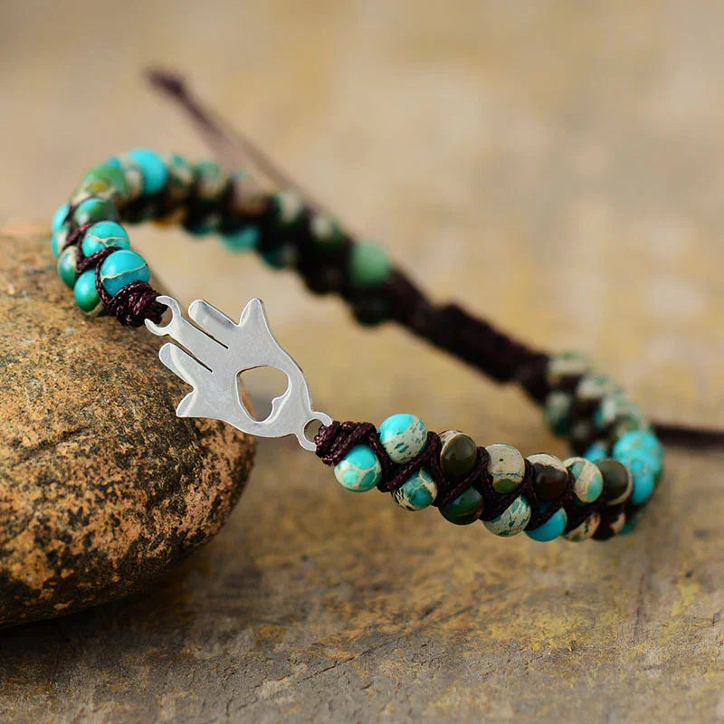 Beaded Stainless Steel Turquoise Adjustable Bracelet - Southern Shores Clothing