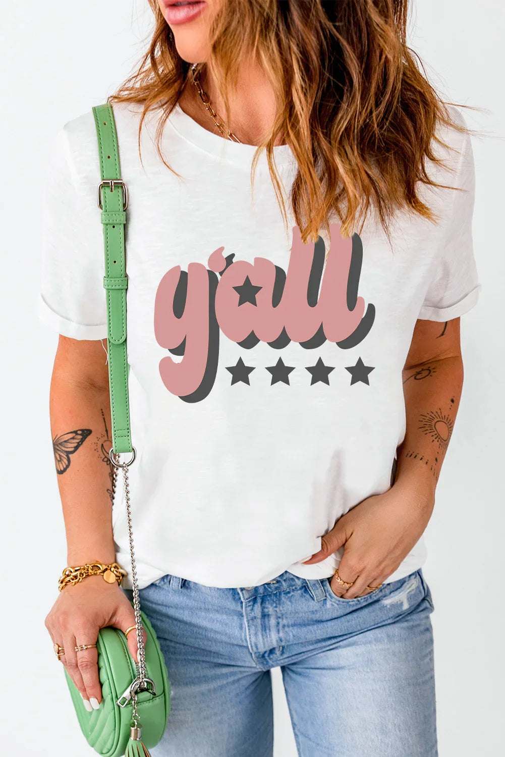 Graphic Print Round Neck Short Sleeve Tee - Southern Shores Clothing