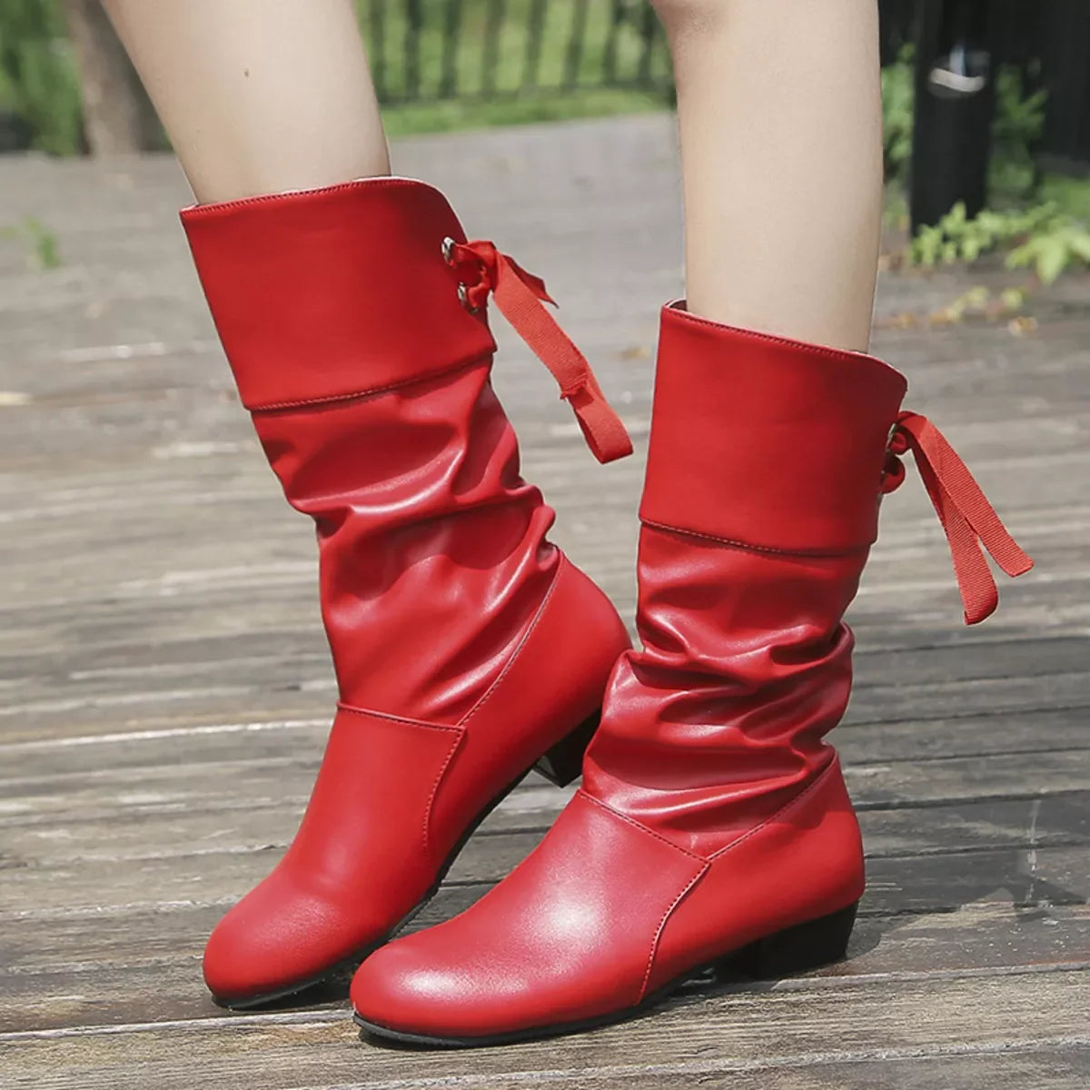 Chic Round Toe Block Heels Ankle Boots Classic - Southern Shores Clothing