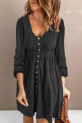 Scoop Neck Empire Waist Long Sleeve Mini Dress - Southern Shores Clothing
