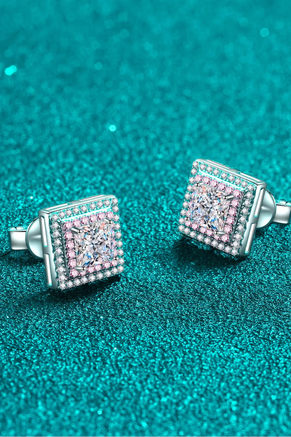 Moissanite Square Stud Earrings In Sterling Silver - Southern Shores Clothing