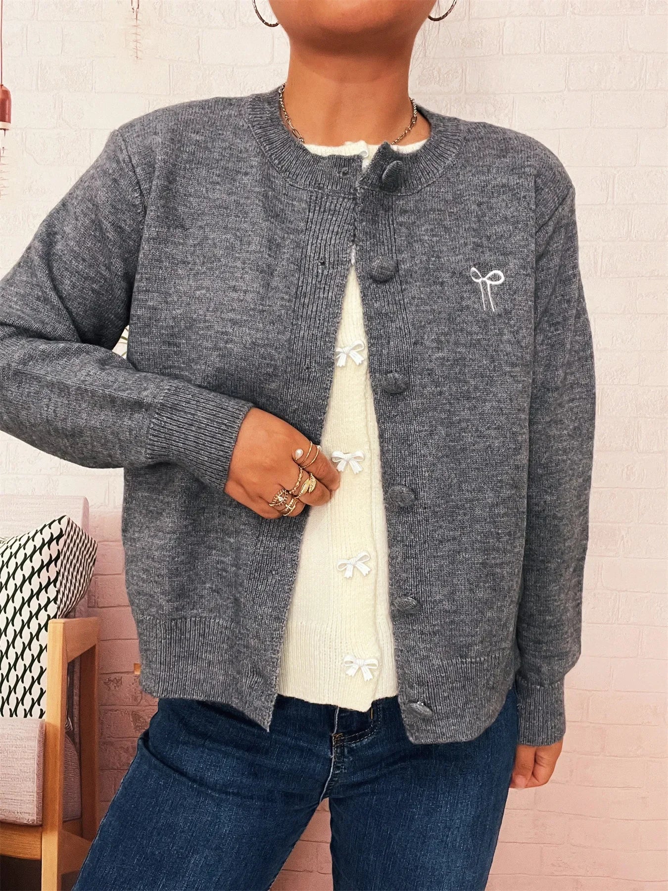 Button Up Long Sleeve Cardigan Slightly Stretchy - Southern Shores Clothing