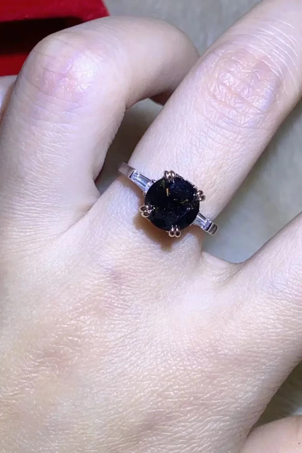 2 Carat Moissanite Black Ring Platinum Plated Over Silver - Southern Shores Clothing