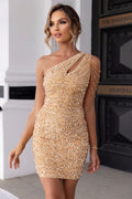 Sequin One Shoulder Sleeveless Mini Dress - Southern Shores Clothing