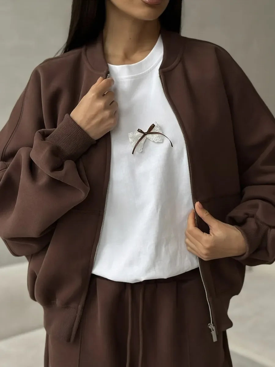 Bow Round Neck Oversized T Shirt With Lace Polyester - Southern Shores Clothing