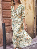 Casual Floral Cutout Flounce Sleeve Dress - Southern Shores Clothing
