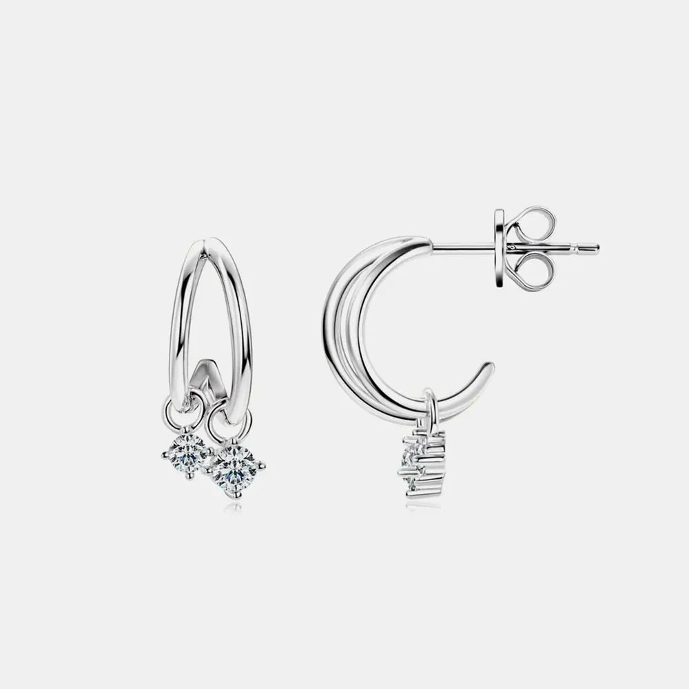 Sterling Silver Moissanite C-Hoop Earrings - Southern Shores Clothing